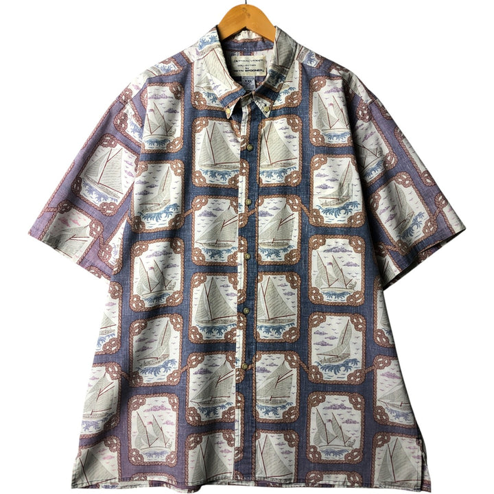 90'S Reyn Spooner DIETRICH VAREZ COLLECTION All-over print button-down Hawaiian aloha shirt box shirt cotton navy blue type Vintage Second Hand