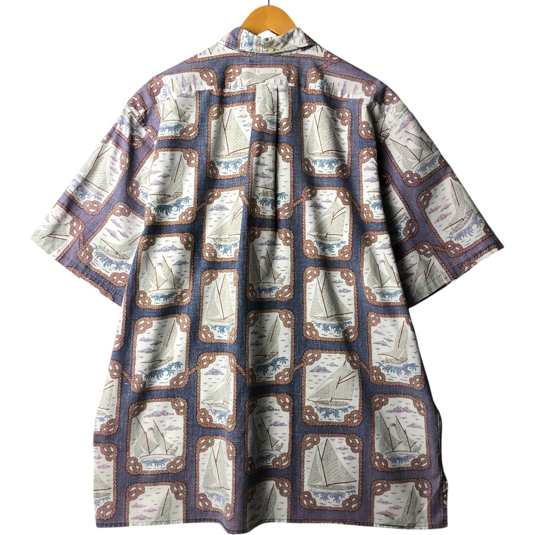 90'S Reyn Spooner DIETRICH VAREZ COLLECTION All-over print button-down Hawaiian aloha shirt box shirt cotton navy blue type Vintage Second Hand