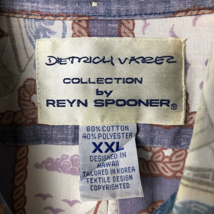 90'S Reyn Spooner DIETRICH VAREZ COLLECTION All-over print button-down Hawaiian aloha shirt box shirt cotton navy blue type Vintage Second Hand