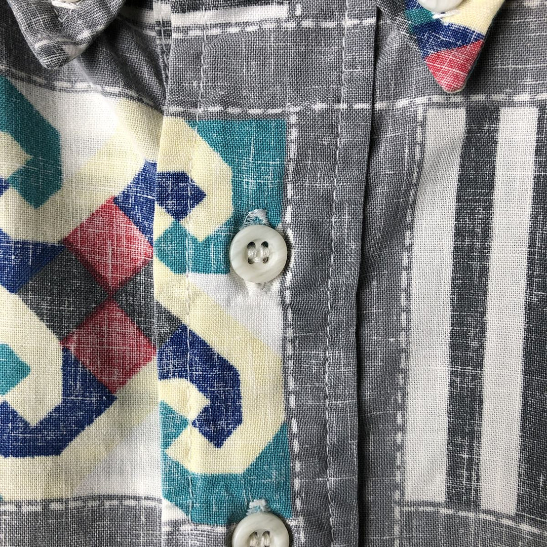 90'S Reyn Spooner Swimsuit Tag Bikini Tag All-over Print Button-down Pullover Hawaiian Aloha Shirt Box Shirt unclear gray type Vintage Second Hand