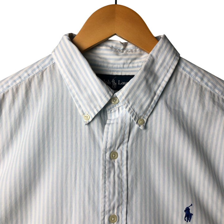Ralph Lauren Classic Fit short sleeve button down striped shirt, men's XL size cotton white type Vintage Second Hand