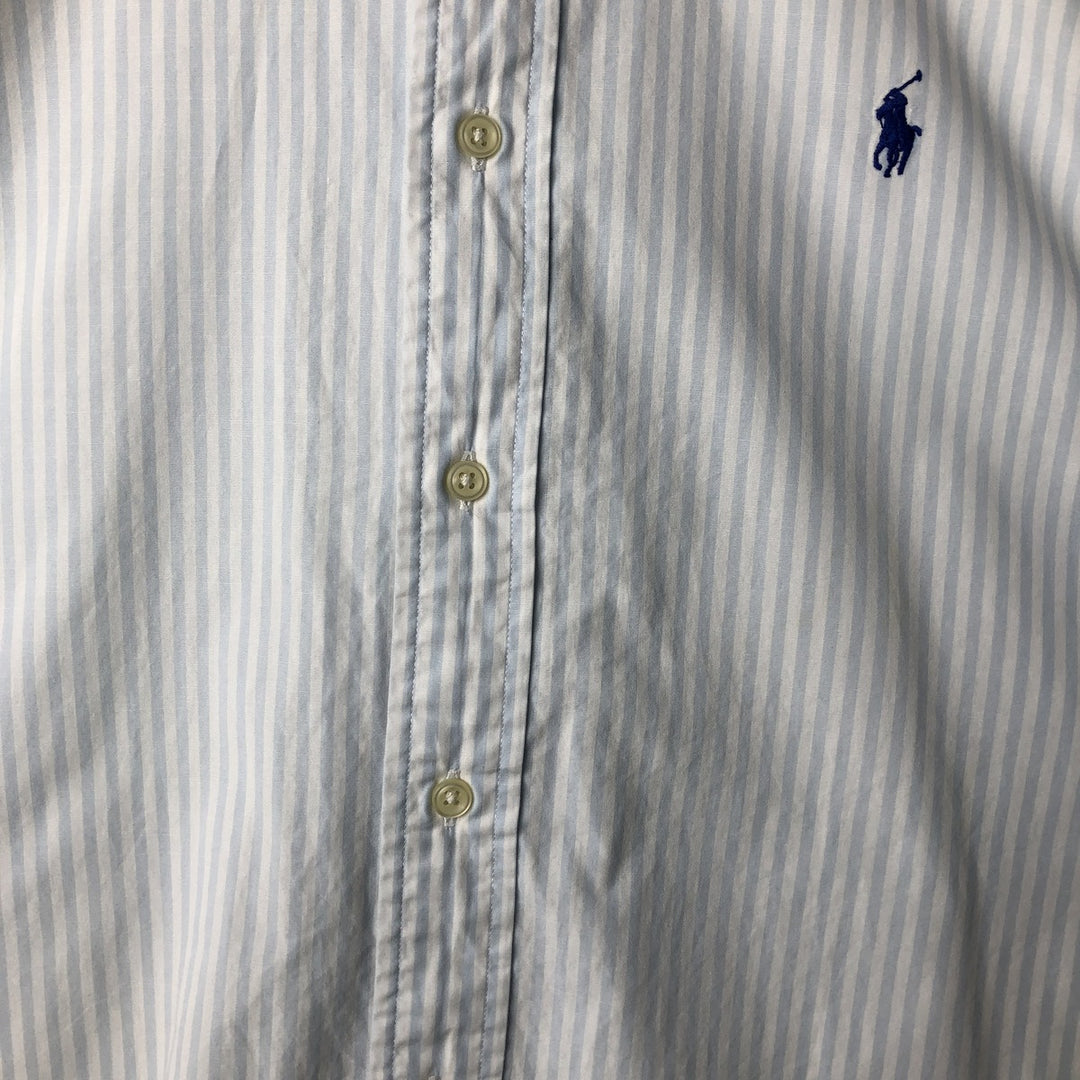 Ralph Lauren Classic Fit short sleeve button down striped shirt, men's XL size cotton white type Vintage Second Hand