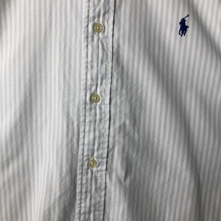 Ralph Lauren Classic Fit short sleeve button down striped shirt, men's XL size cotton white type Vintage Second Hand