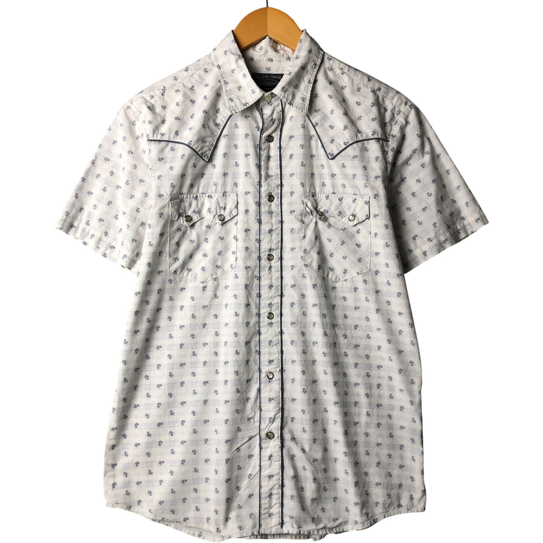 2000'S Ralph Lauren Polo Jeans Company floral print short-sleeved western shirt, men's size M cotton white type Vintage Second Hand