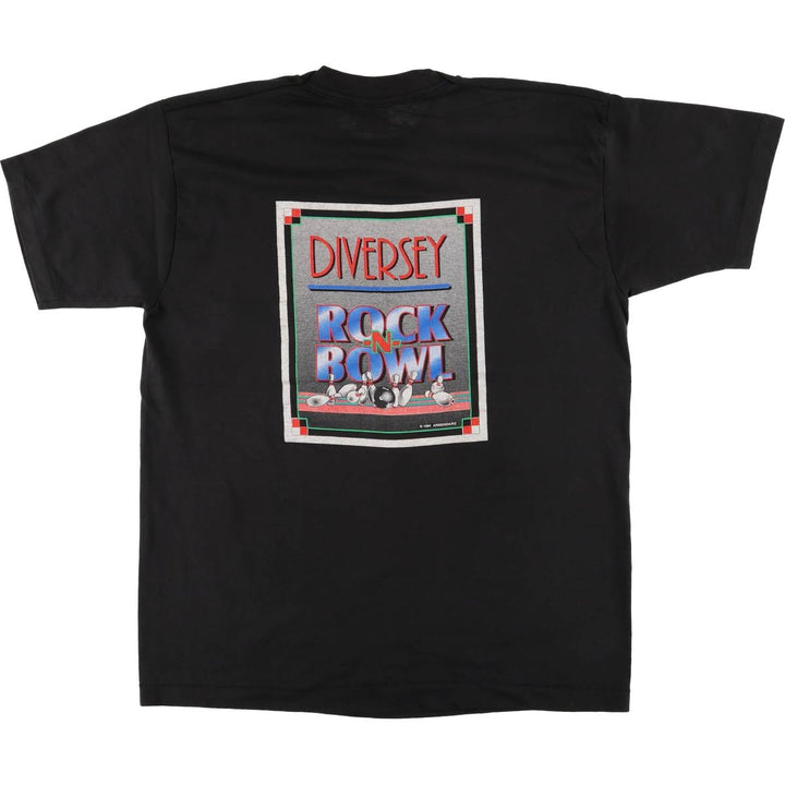 90'S Fruit of the Loom printed T-shirt, made in the USA, men's size L, vintage cotton black type Vintage Second Hand