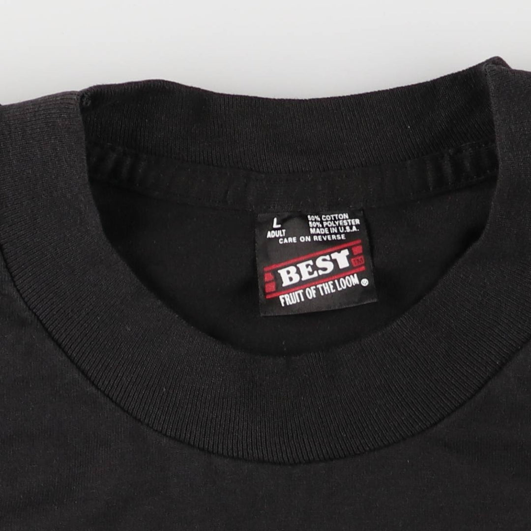 90'S Fruit of the Loom printed T-shirt, made in the USA, men's size L, vintage cotton black type Vintage Second Hand