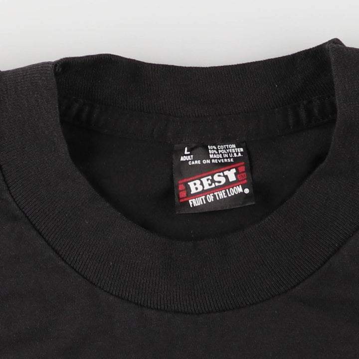 90'S Fruit of the Loom printed T-shirt, made in the USA, men's size L, vintage cotton black type Vintage Second Hand