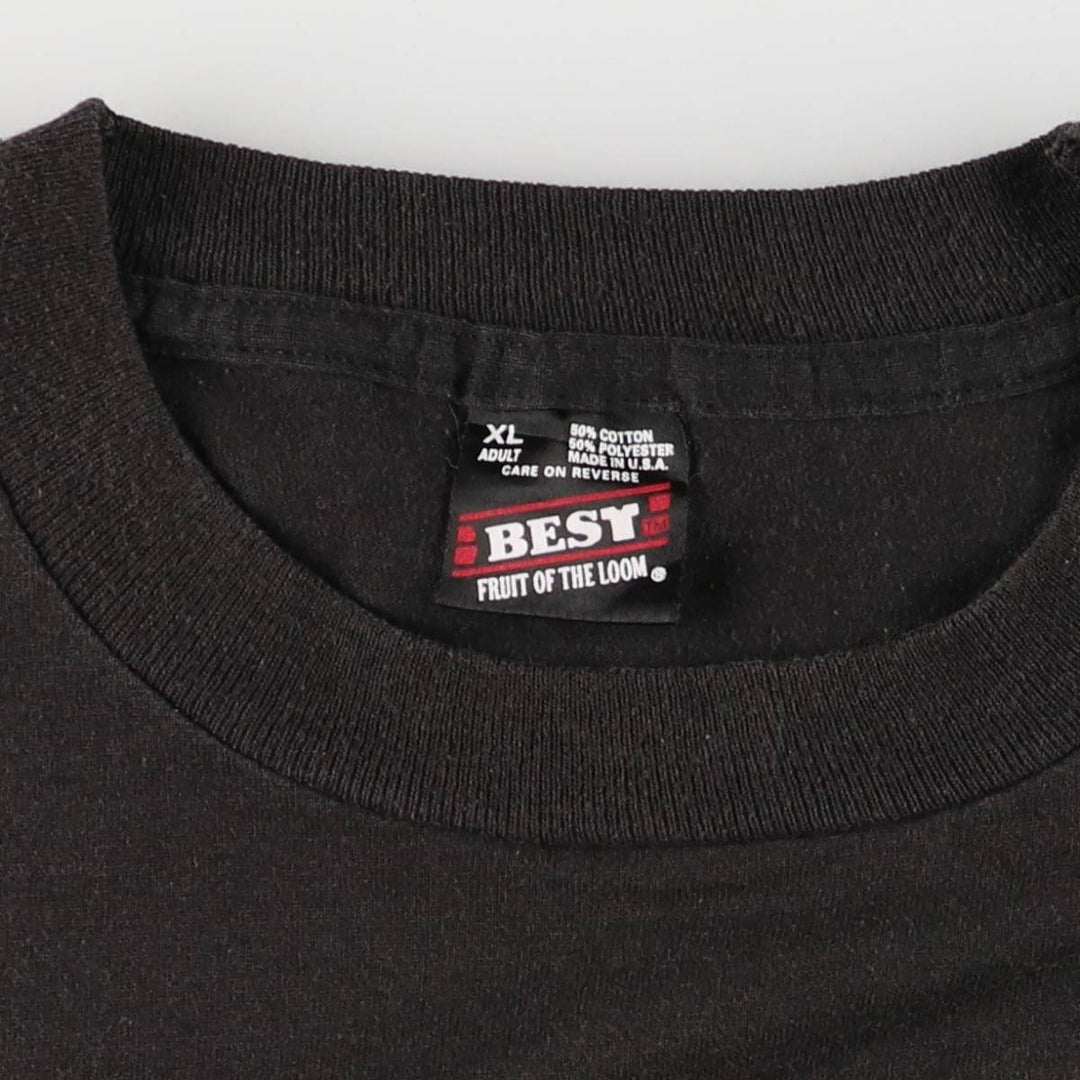 90'S Fruit of the Loom printed T-shirt, made in the USA, men's XL size, vintage cotton black type Vintage Second Hand