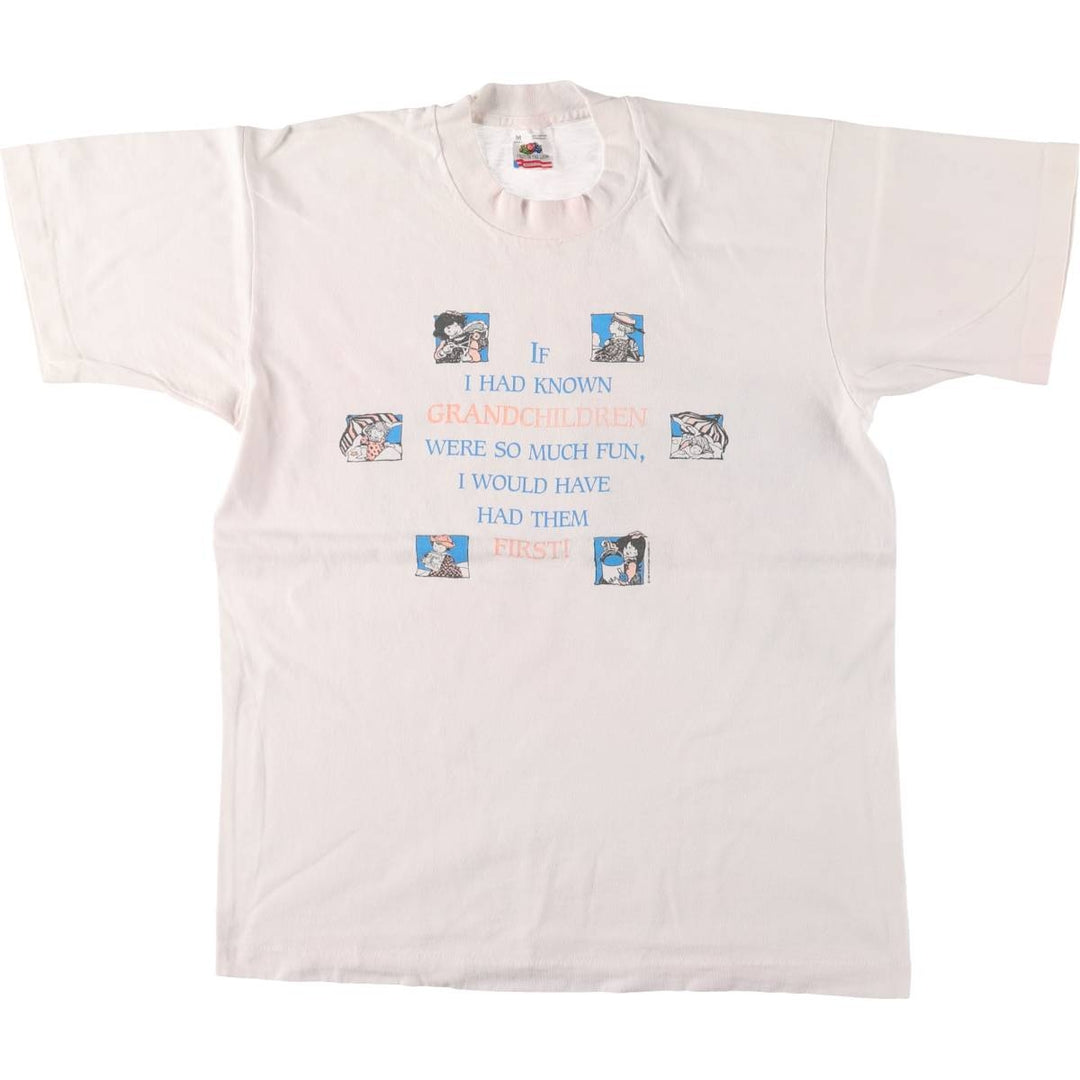 90'S Fruit of the Loom Message Print T-Shirt Made in USA Men's Medium Vintage cotton white type Vintage Second Hand