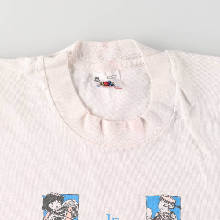 90'S Fruit of the Loom Message Print T-Shirt Made in USA Men's Medium Vintage cotton white type Vintage Second Hand