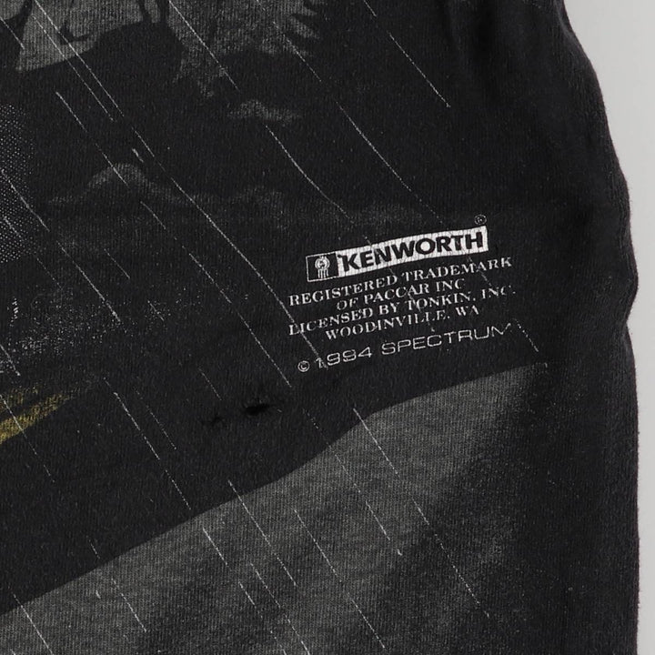 90'S KENWORTH Kenworth large print T-shirt, men's XL size, vintage unclear black type Vintage Second Hand