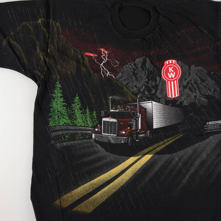 90'S KENWORTH Kenworth large print T-shirt, men's XL size, vintage unclear black type Vintage Second Hand