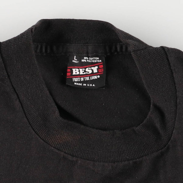 90'S Fruit of the Loom printed T-shirt, made in the USA, men's size L, vintage cotton black type Vintage Second Hand