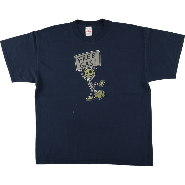 00'S Tennessee River Print T-shirt Men's XL cotton navy blue type Vintage Second Hand