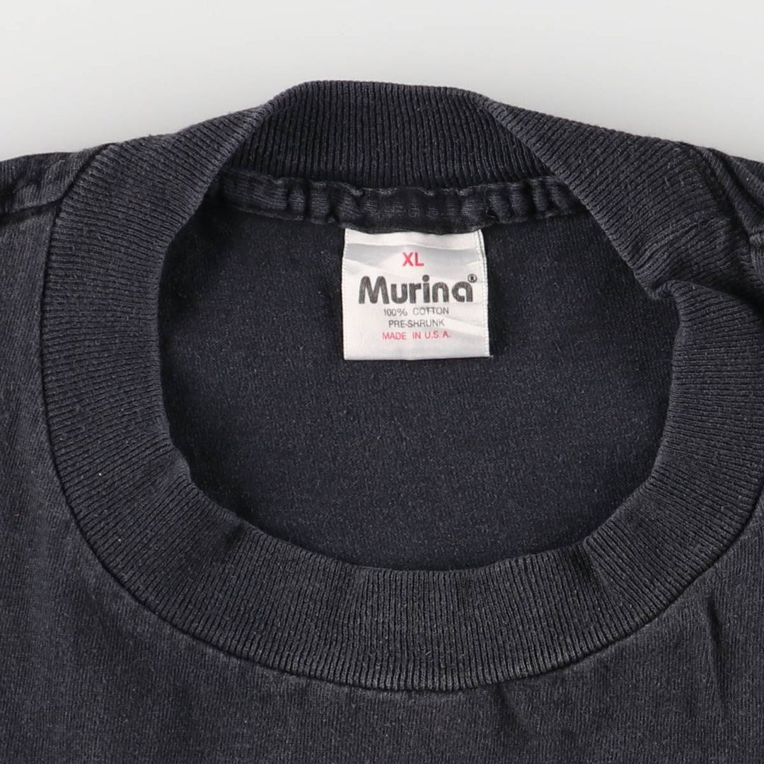 90'S MURINA message print T-shirt, made in USA, men's XL size, vintage cotton black type Vintage Second Hand