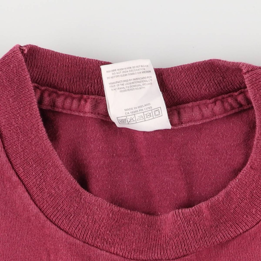 90'S Fruit of the Loom printed T-shirt, men's size L, vintage cotton wine-red Vintage Second Hand