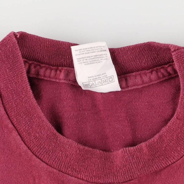 90'S Fruit of the Loom printed T-shirt, men's size L, vintage cotton wine-red Vintage Second Hand