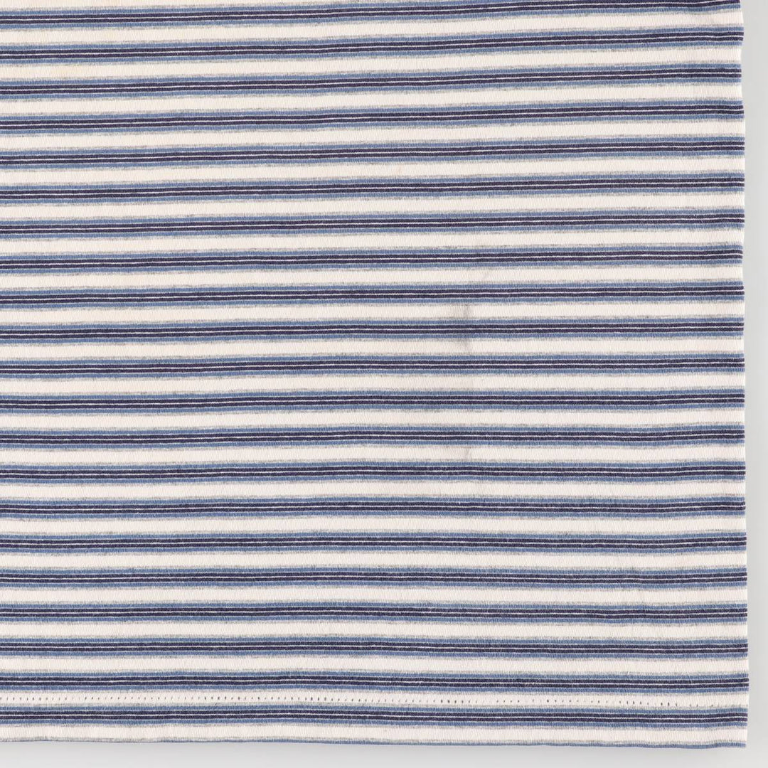 90'S BASIC EDITIONS Striped T-shirt Made in USA Men's L size Vintage cotton blue type Vintage Second Hand