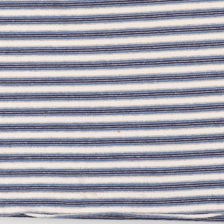 90'S BASIC EDITIONS Striped T-shirt Made in USA Men's L size Vintage cotton blue type Vintage Second Hand