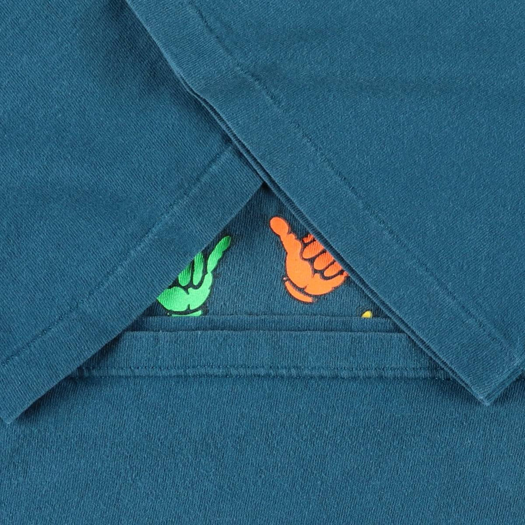 90'S HLMILLER HANG LOOSE Hang Loose Printed T-shirt Made in USA Men's XL Vintage cotton green type Vintage Second Hand