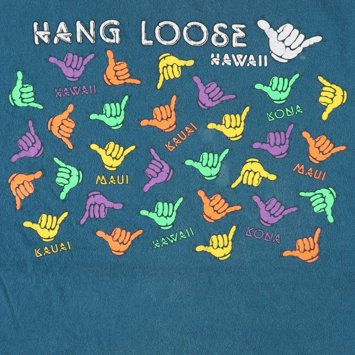 90'S HLMILLER HANG LOOSE Hang Loose Printed T-shirt Made in USA Men's XL Vintage cotton green type Vintage Second Hand