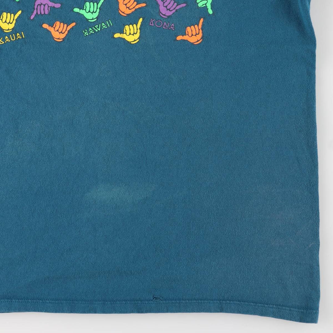 90'S HLMILLER HANG LOOSE Hang Loose Printed T-shirt Made in USA Men's XL Vintage cotton green type Vintage Second Hand