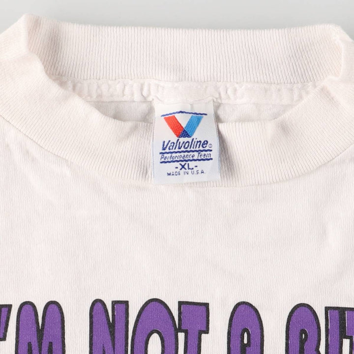 90'S Valvoline Message Print T-Shirt Made in USA Men's XL Vintage cotton white type Vintage Second Hand