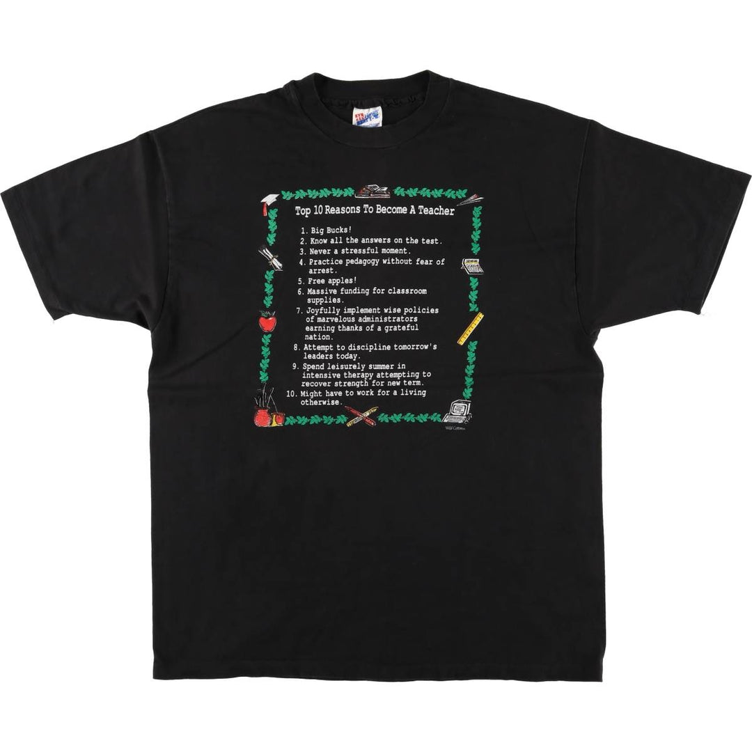 90'S Hanes BEEFY-T Message Print T-Shirt Made in USA Men's XL Vintage cotton black type Vintage Second Hand