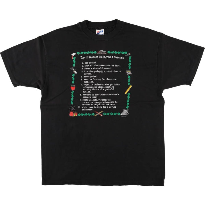 90'S Hanes BEEFY-T Message Print T-Shirt Made in USA Men's XL Vintage cotton black type Vintage Second Hand