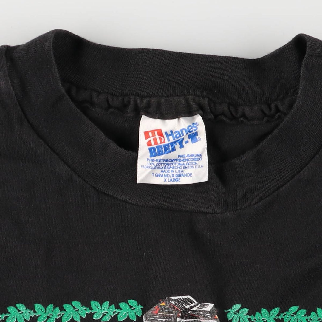 90'S Hanes BEEFY-T Message Print T-Shirt Made in USA Men's XL Vintage cotton black type Vintage Second Hand