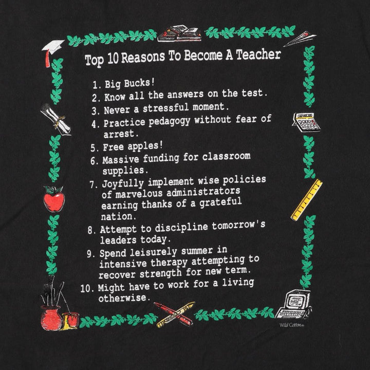 90'S Hanes BEEFY-T Message Print T-Shirt Made in USA Men's XL Vintage cotton black type Vintage Second Hand