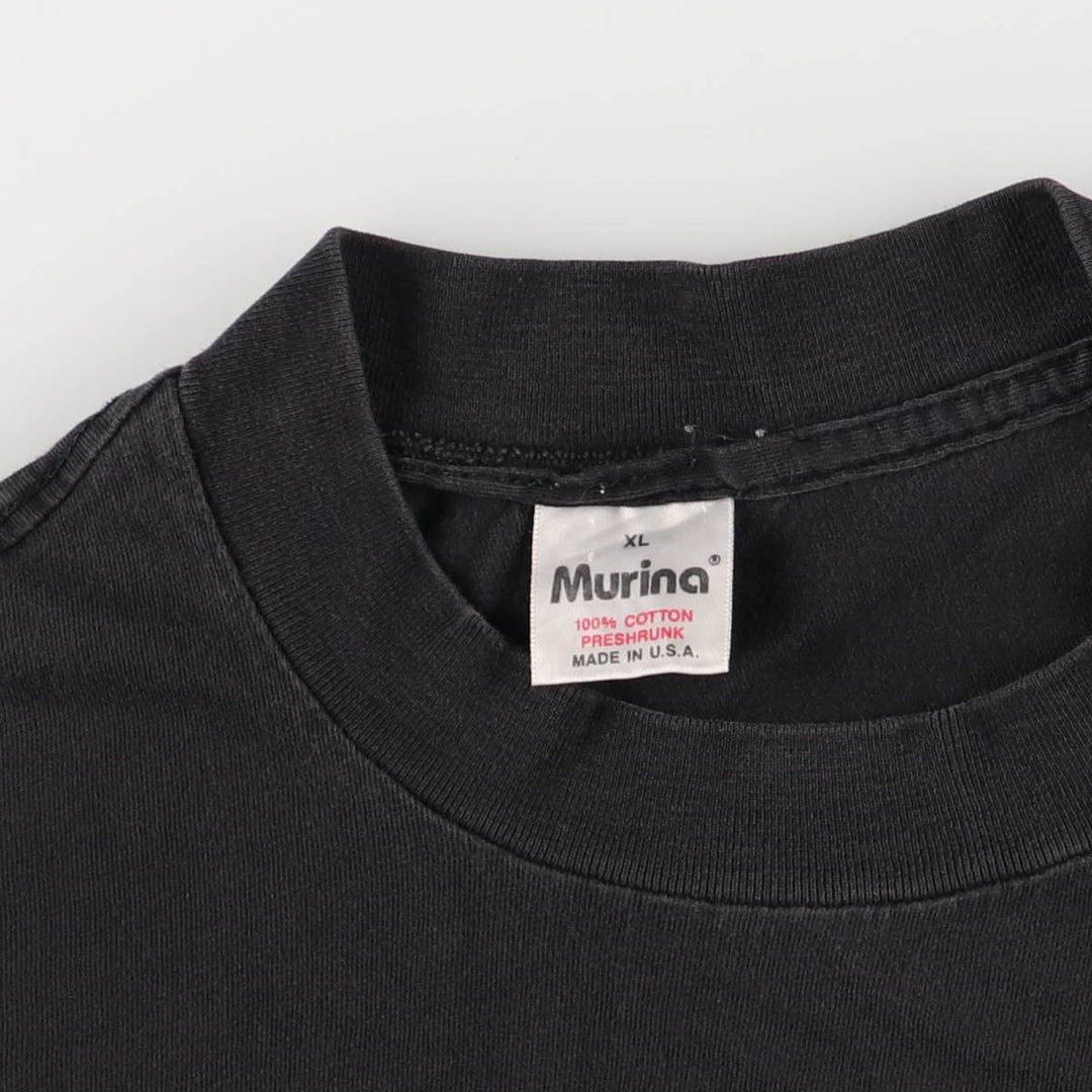 90'S MURINA Print T-shirt HOLLYWOOD USA Made Men's XL Vintage cotton black type Vintage Second Hand