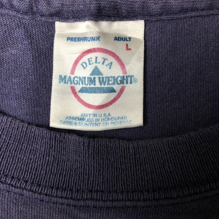 Vintage 90'S Delta DELTA printed T-shirt, men's size L cotton navy blue type Vintage Second Hand