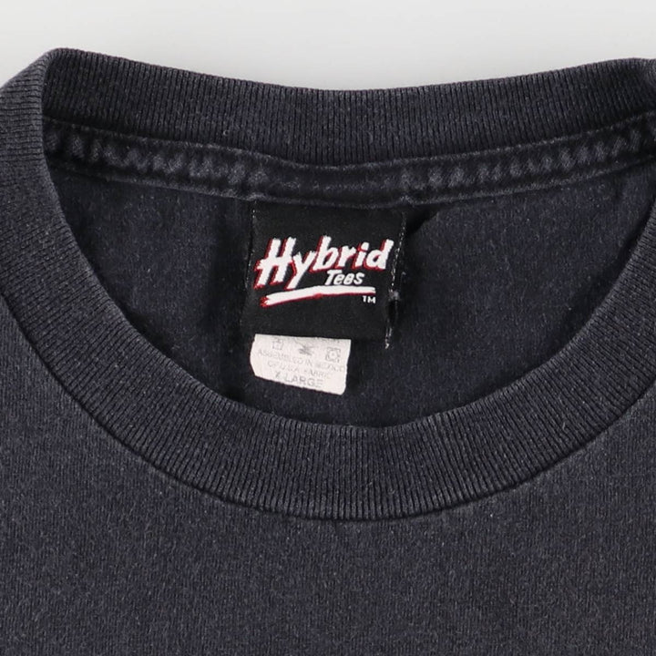 90s~00'S HYBRID TEES Message Print T-shirt Men's XL Vintage cotton black type Vintage Second Hand