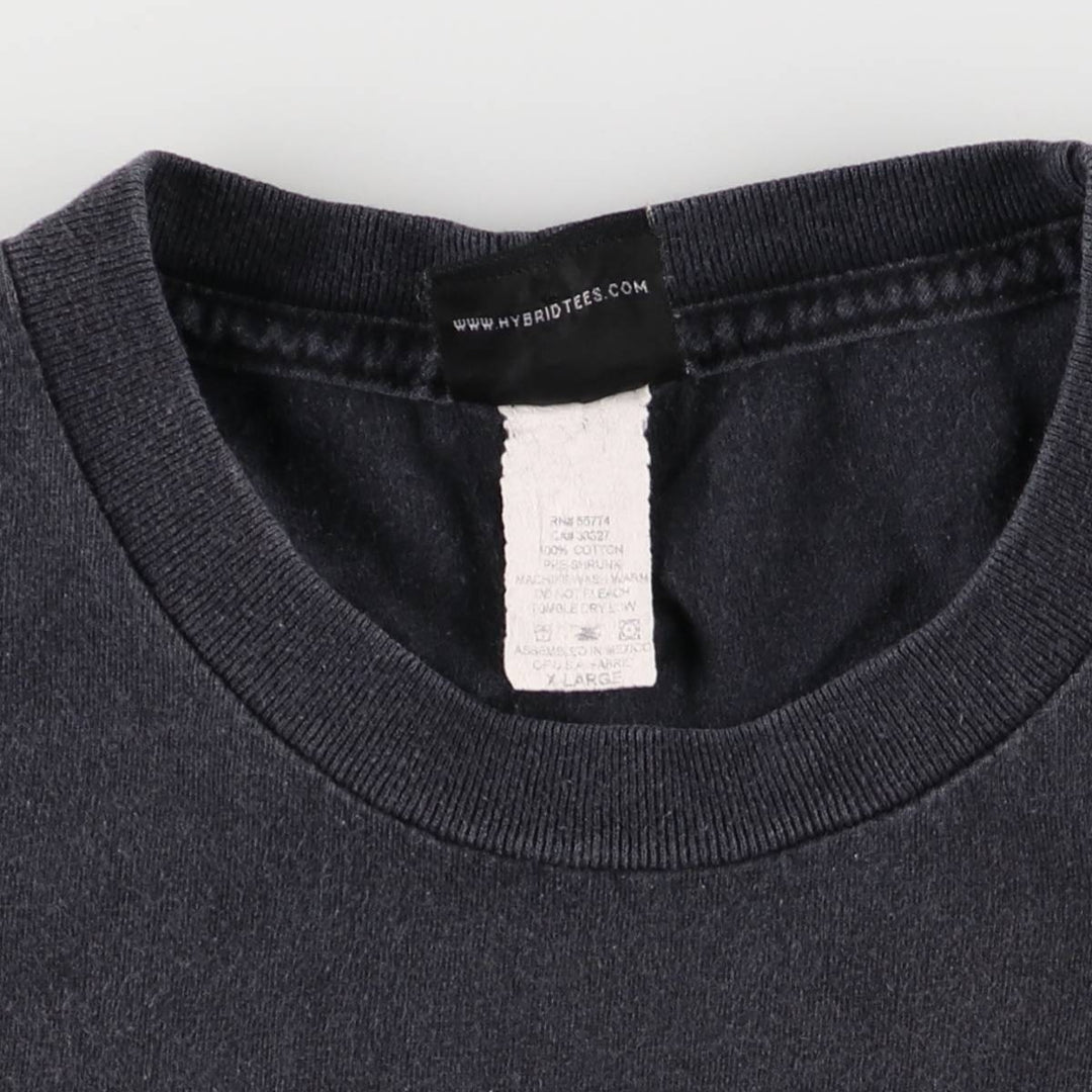 90s~00'S HYBRID TEES Message Print T-shirt Men's XL Vintage cotton black type Vintage Second Hand