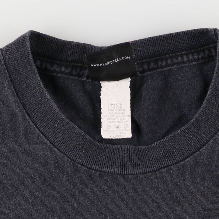 90s~00'S HYBRID TEES Message Print T-shirt Men's XL Vintage cotton black type Vintage Second Hand