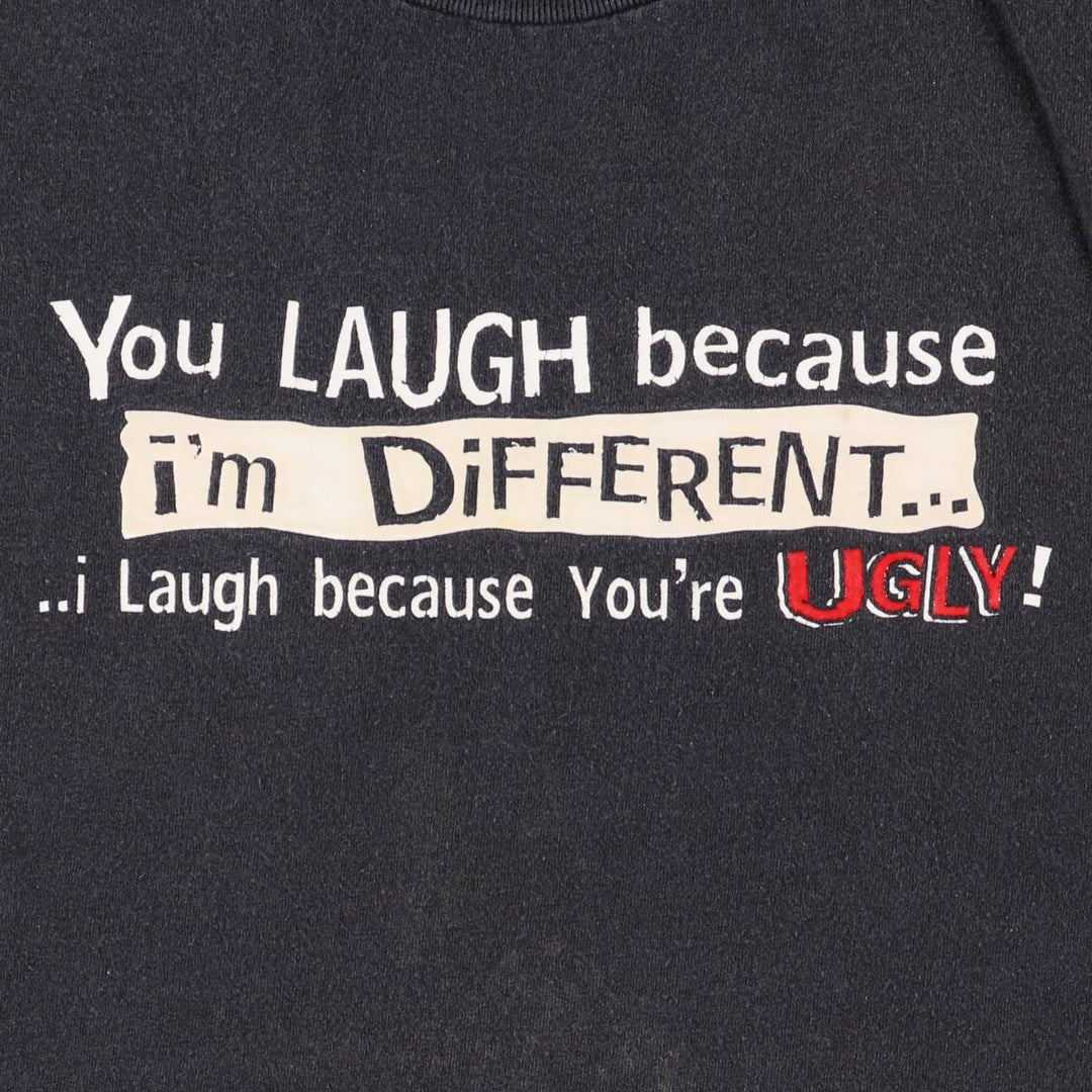 90s~00'S HYBRID TEES Message Print T-shirt Men's XL Vintage cotton black type Vintage Second Hand