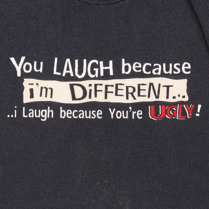 90s~00'S HYBRID TEES Message Print T-shirt Men's XL Vintage cotton black type Vintage Second Hand