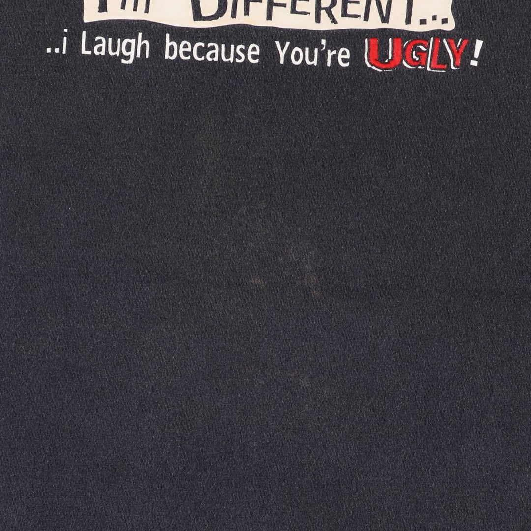 90s~00'S HYBRID TEES Message Print T-shirt Men's XL Vintage cotton black type Vintage Second Hand