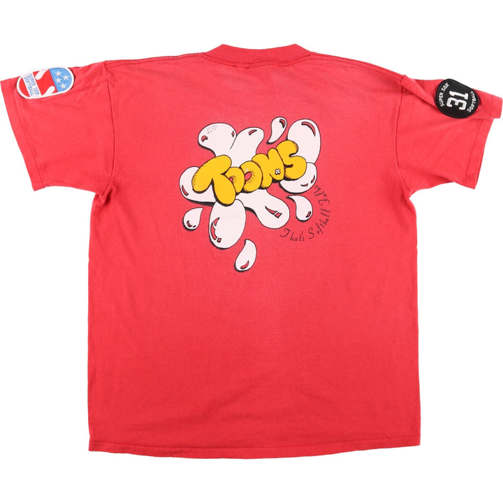 90'S ONEITA Printed T-shirt Made in USA Men's L size Vintage cotton red type Vintage Second Hand