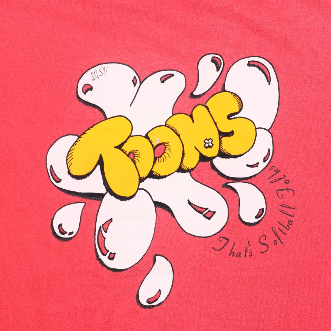 90'S ONEITA Printed T-shirt Made in USA Men's L size Vintage cotton red type Vintage Second Hand