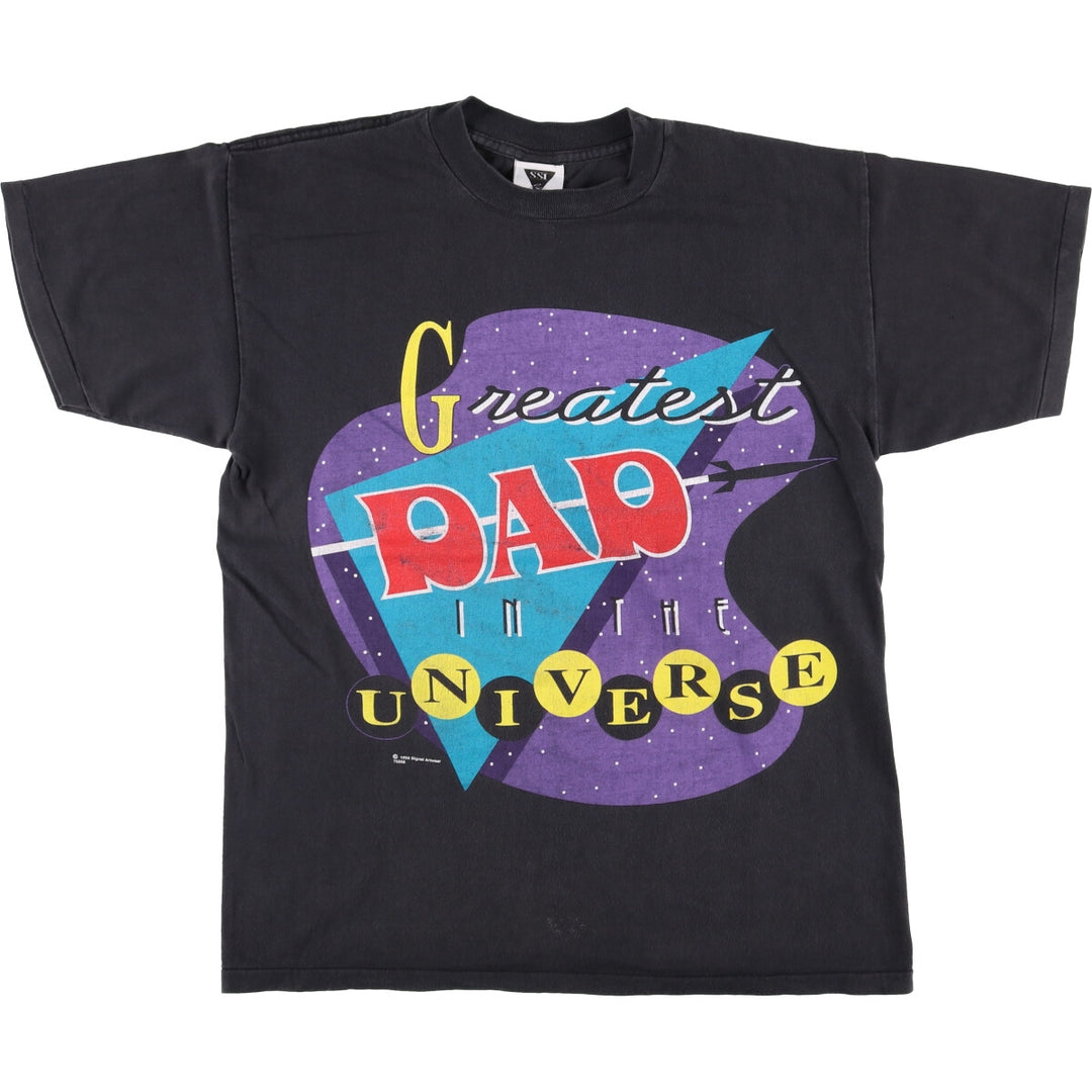 Vintage 90'S SSI Print T-shirt, Men's Size L cotton black type Vintage Second Hand