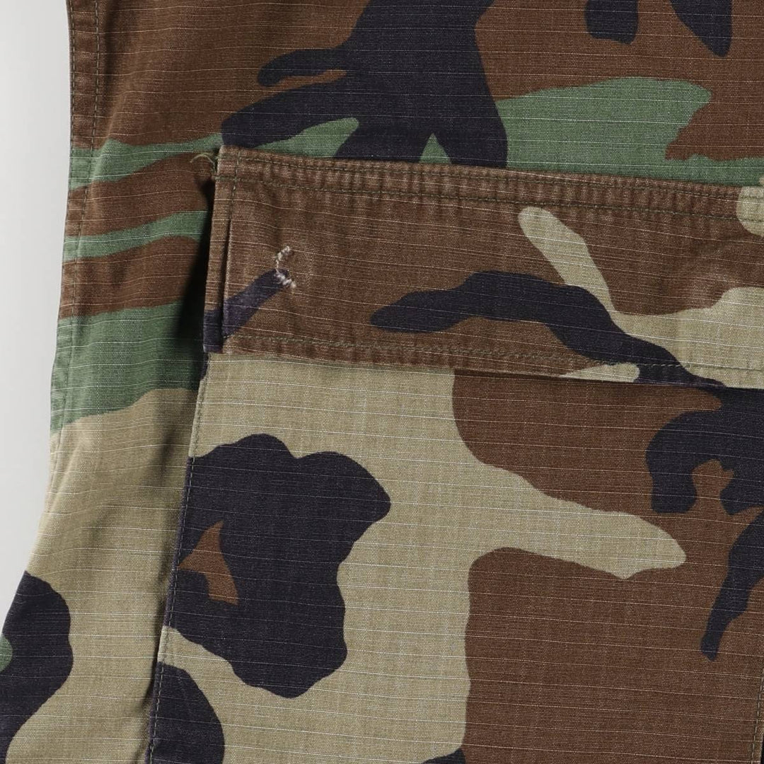 90'S US Military Genuine Camouflage Pattern Woodland Camo Ripstop BDU Military Jacket Made in USA LARGE-REGULAR Men's L Size Nylon Khaki type Vintage Second Hand