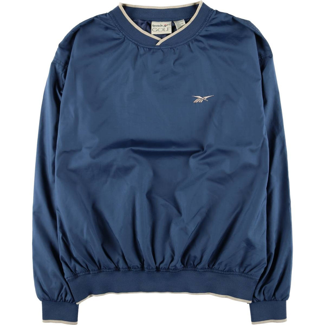 90'S Reebok Golf V-neck warm-up pullover, men's XL size, vintage polyester navy blue type Vintage Second Hand