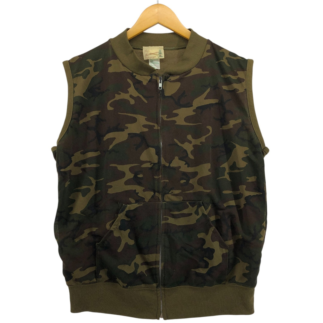 80'S Sears FIELDMASTER Camouflage Pattern Woodland Camo Vest Made in USA Men's L Size Vintage polyester Khaki type sage green Vintage Second Hand