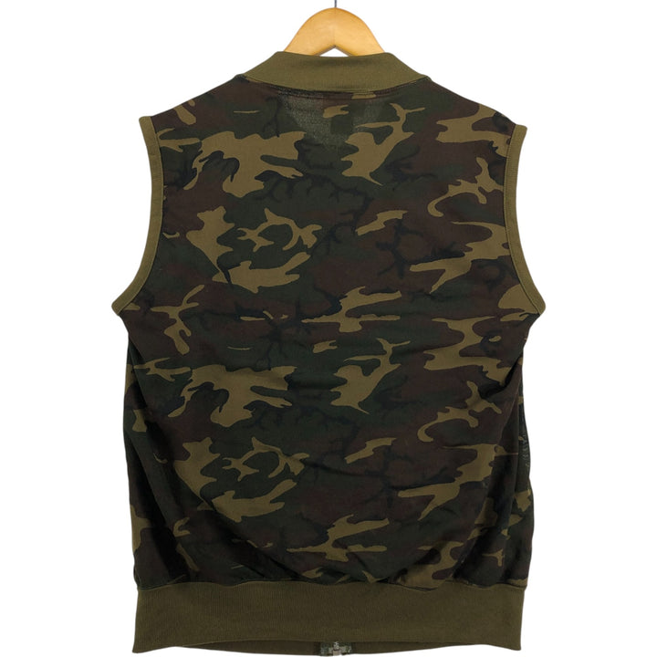 80'S Sears FIELDMASTER Camouflage Pattern Woodland Camo Vest Made in USA Men's L Size Vintage polyester Khaki type sage green Vintage Second Hand