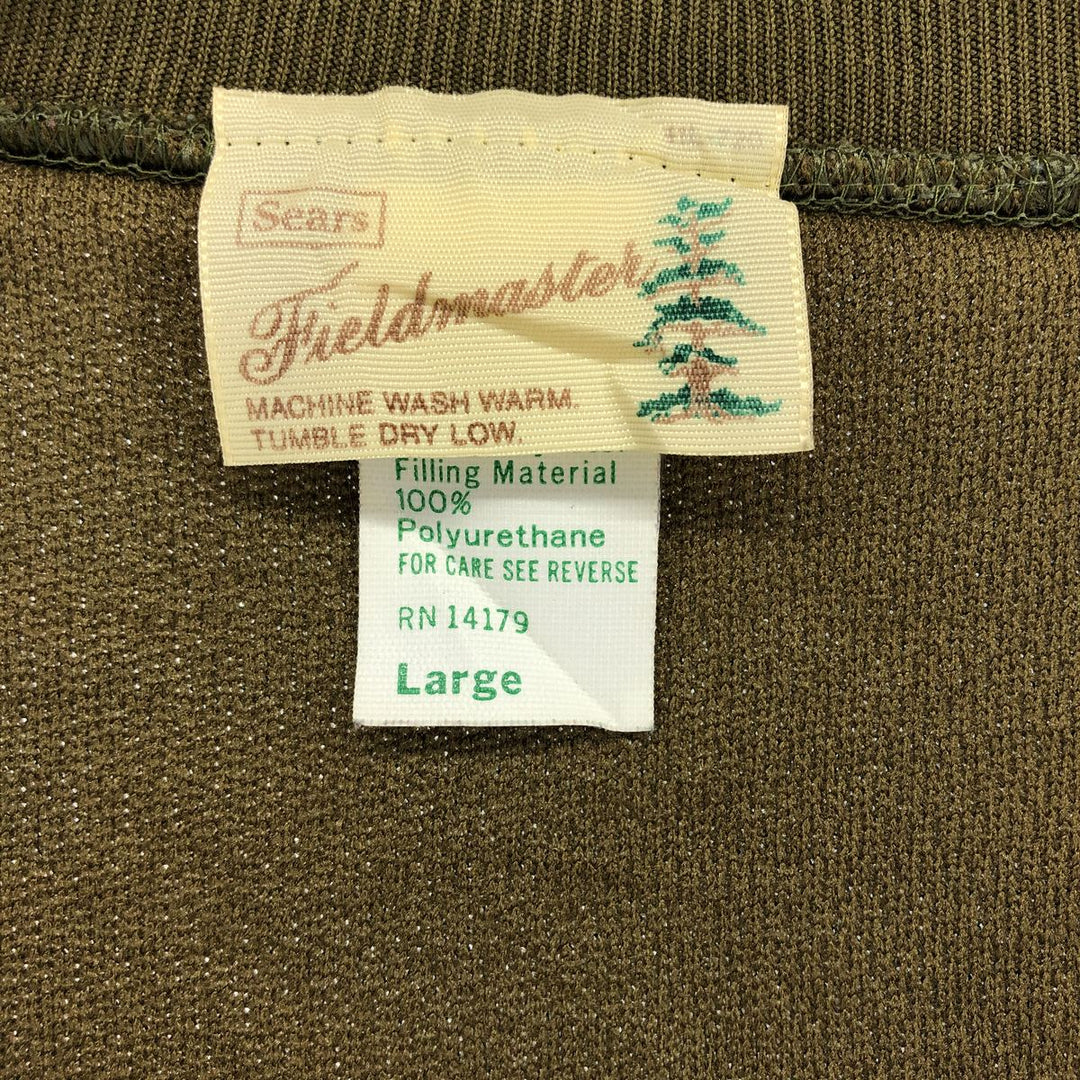 80'S Sears FIELDMASTER Camouflage Pattern Woodland Camo Vest Made in USA Men's L Size Vintage polyester Khaki type sage green Vintage Second Hand
