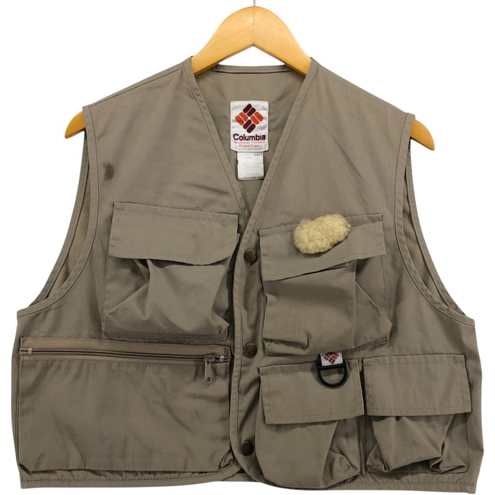Vintage 1970'S Columbia Yellowstone Tag Fishing Vest, Men's Size Medium polyester Beige type Vintage Second Hand