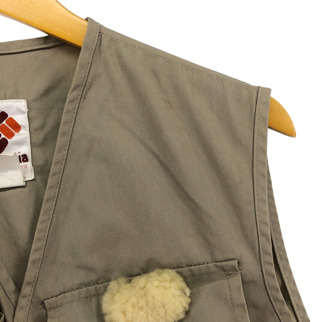 Vintage 1970'S Columbia Yellowstone Tag Fishing Vest, Men's Size Medium polyester Beige type Vintage Second Hand