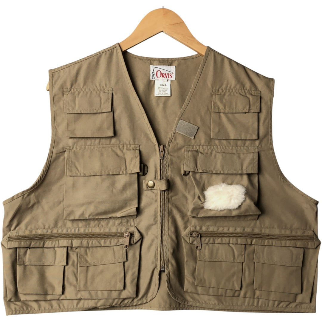 80's Orvis fishing vest, men's size L polyester brown type Vintage Second Hand